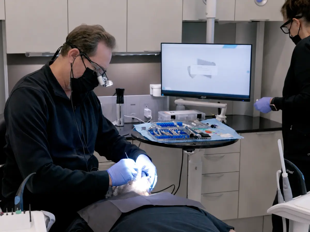 Sterile instrument tray prepared for dental implant placement at Hammons Family Dental in Georgetown, TX
