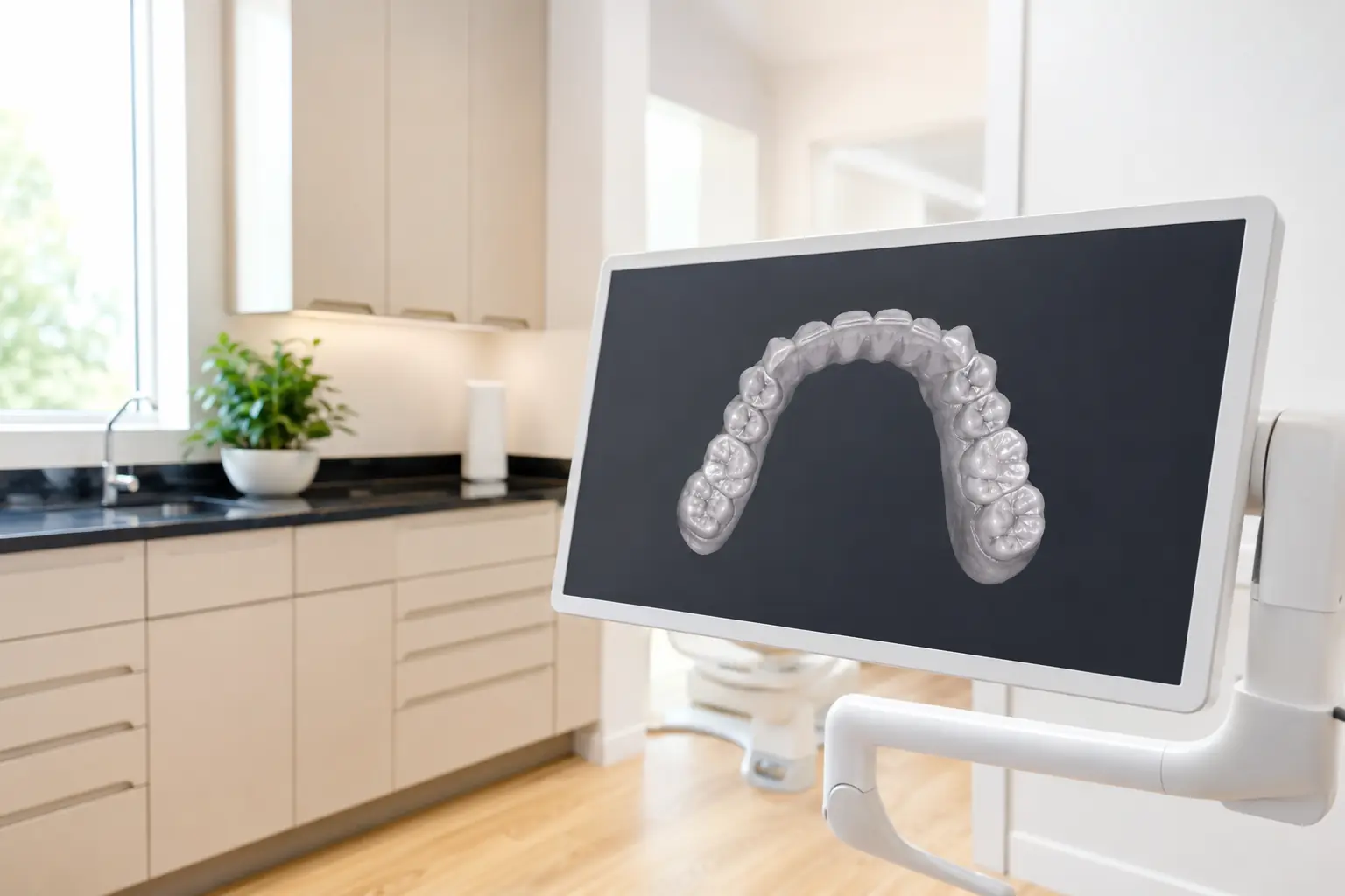 Digital 3D model of a dental arch from an Invisalign scan at Hammons Family Dental Georgetown