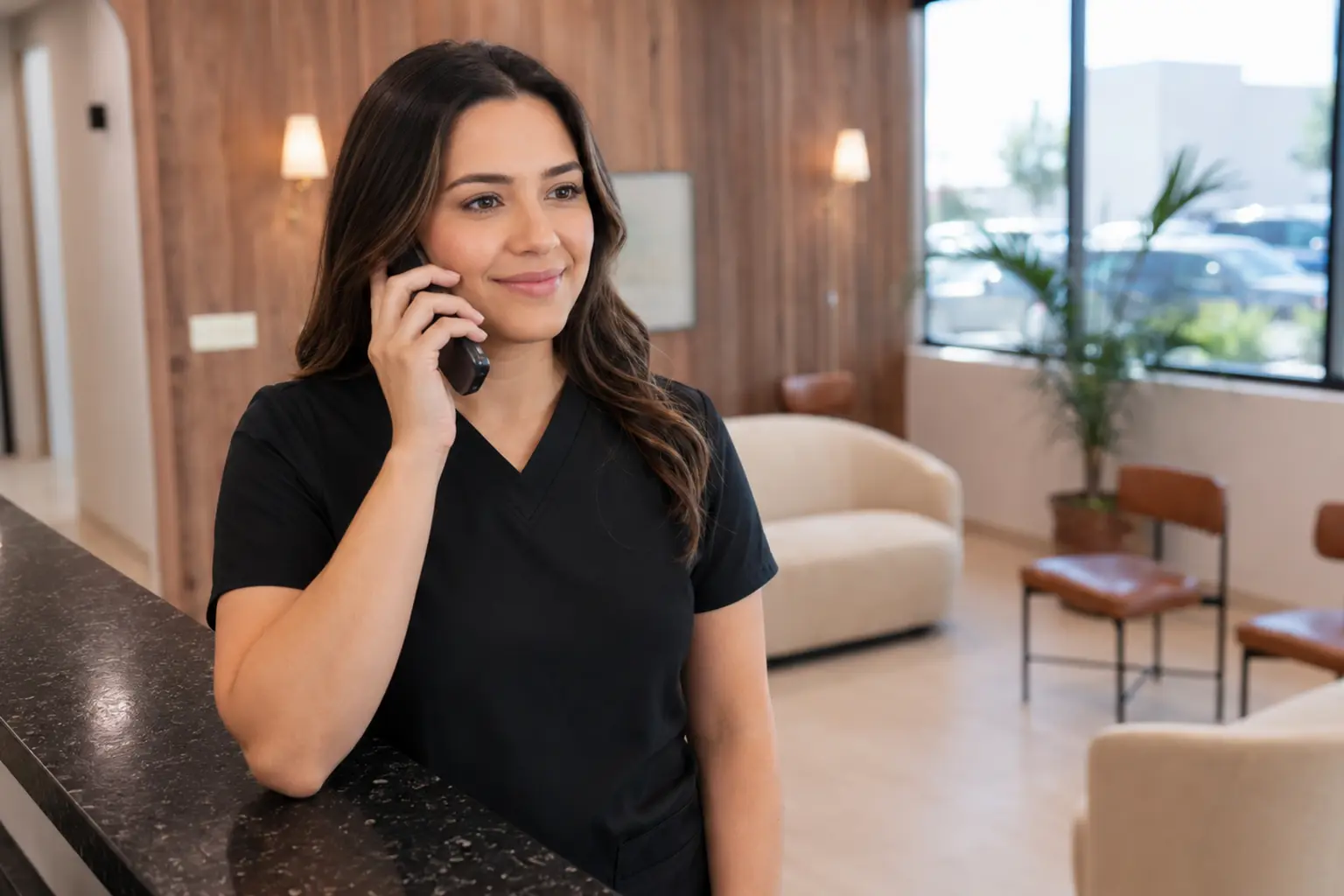 Front-desk team member taking a same-day emergency call