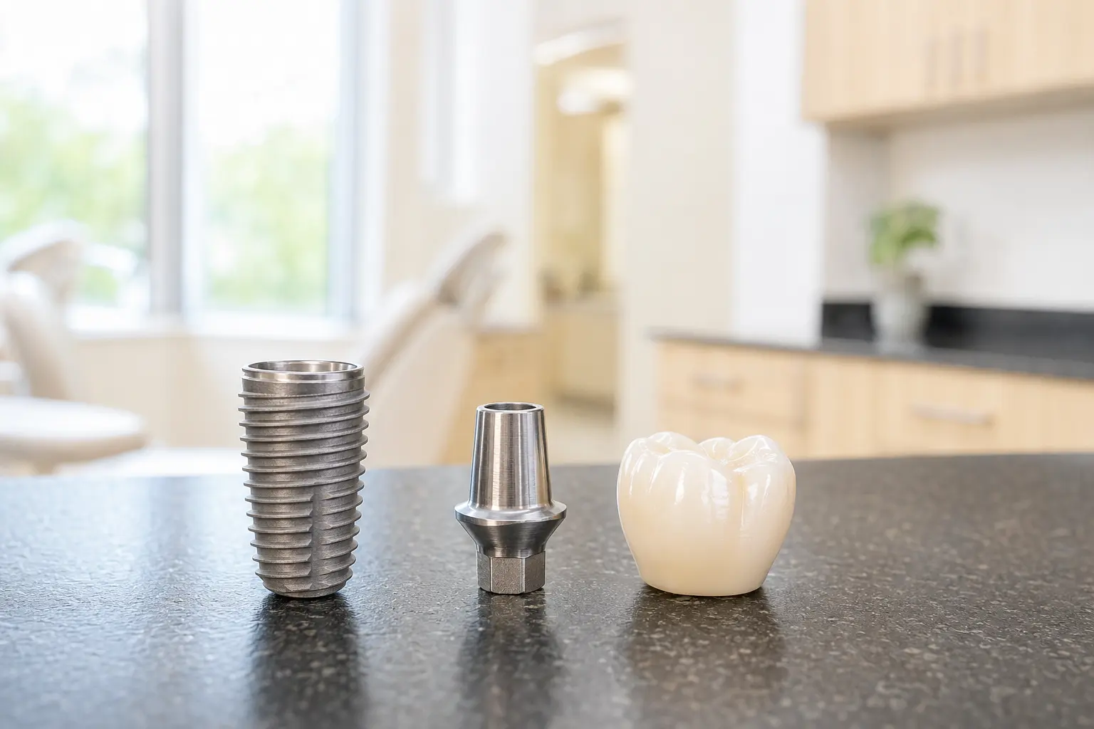 Implant consultation with 3D dental imaging on screen